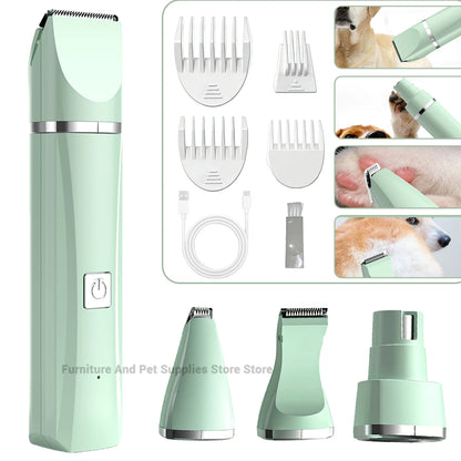4-in-1 Electric Pet Grooming Tool Set — USB Rechargeable Clipper & Trimmer for Cats & Dogs