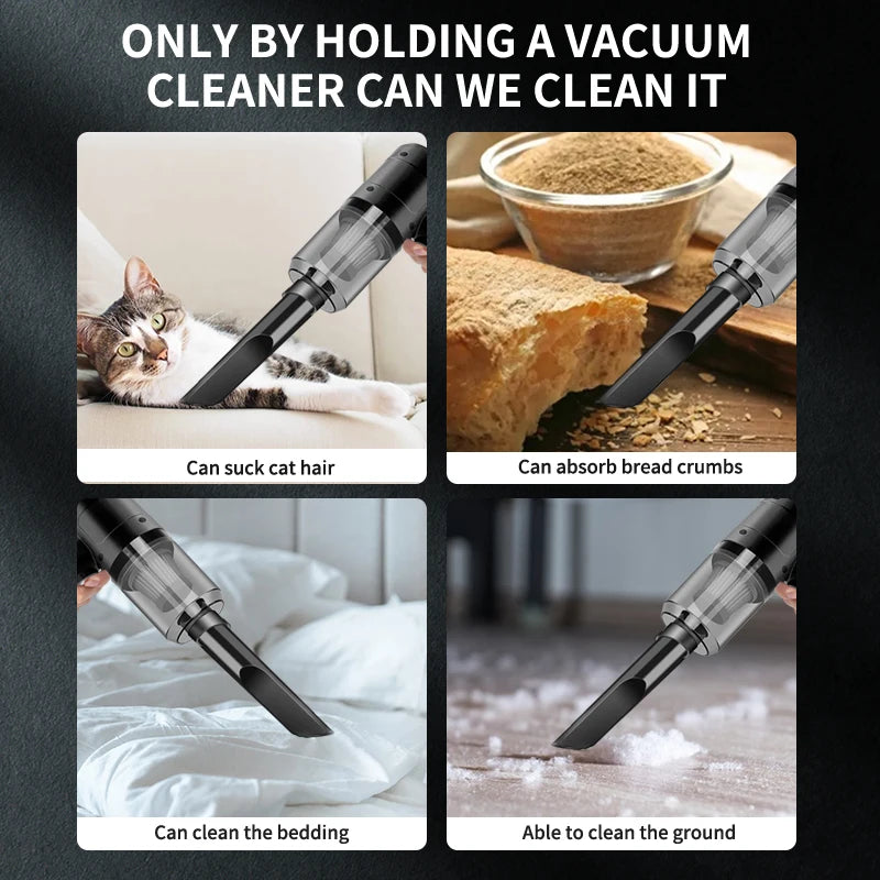 Portable Cordless Handheld Vacuum Cleaner — 5-in-1 Blow & Suction with Multi-Nozzles for Pet Hair, Car & Home