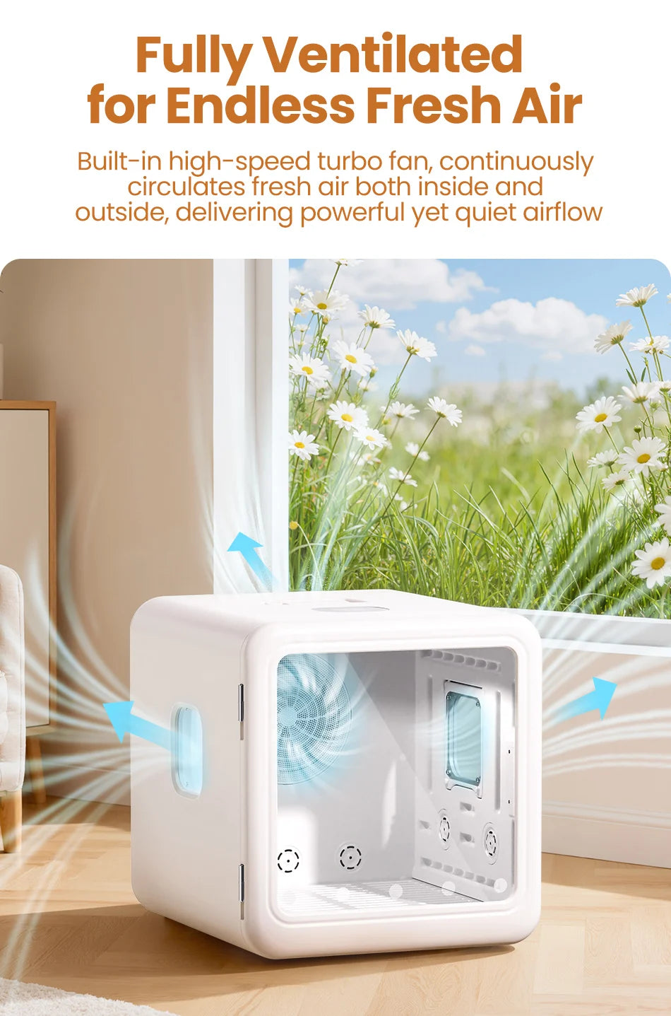 ROJECO Automatic Pet Drying Box 70L Smart Temperature Control Drying Pet Hair Grooming For Dog Cat Dryer 4 Speeds Ultra Quiet