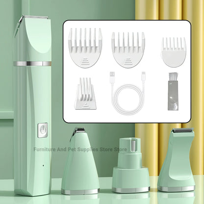 4-in-1 Electric Pet Grooming Tool Set — USB Rechargeable Clipper & Trimmer for Cats & Dogs