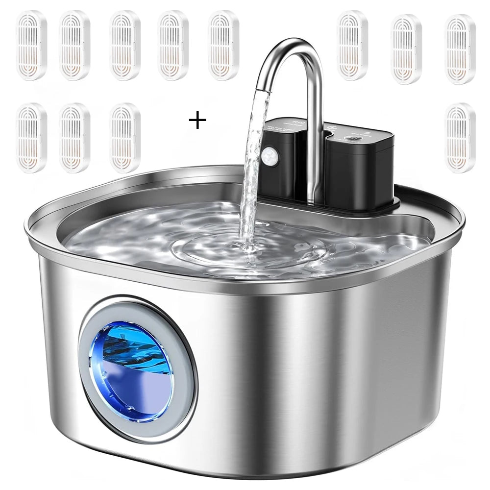 3L Stainless Steel Wireless Cat Water Fountain — Auto Sensor Drinking Dispenser for Cats & Dogs