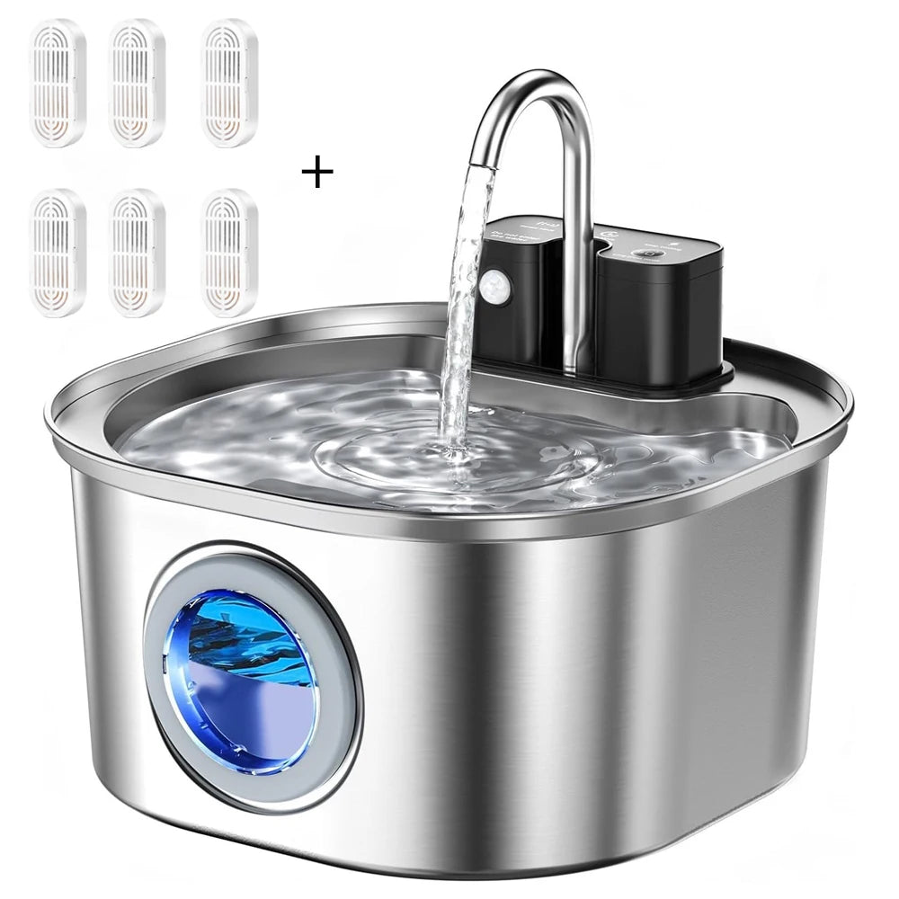 3L Stainless Steel Wireless Cat Water Fountain — Auto Sensor Drinking Dispenser for Cats & Dogs