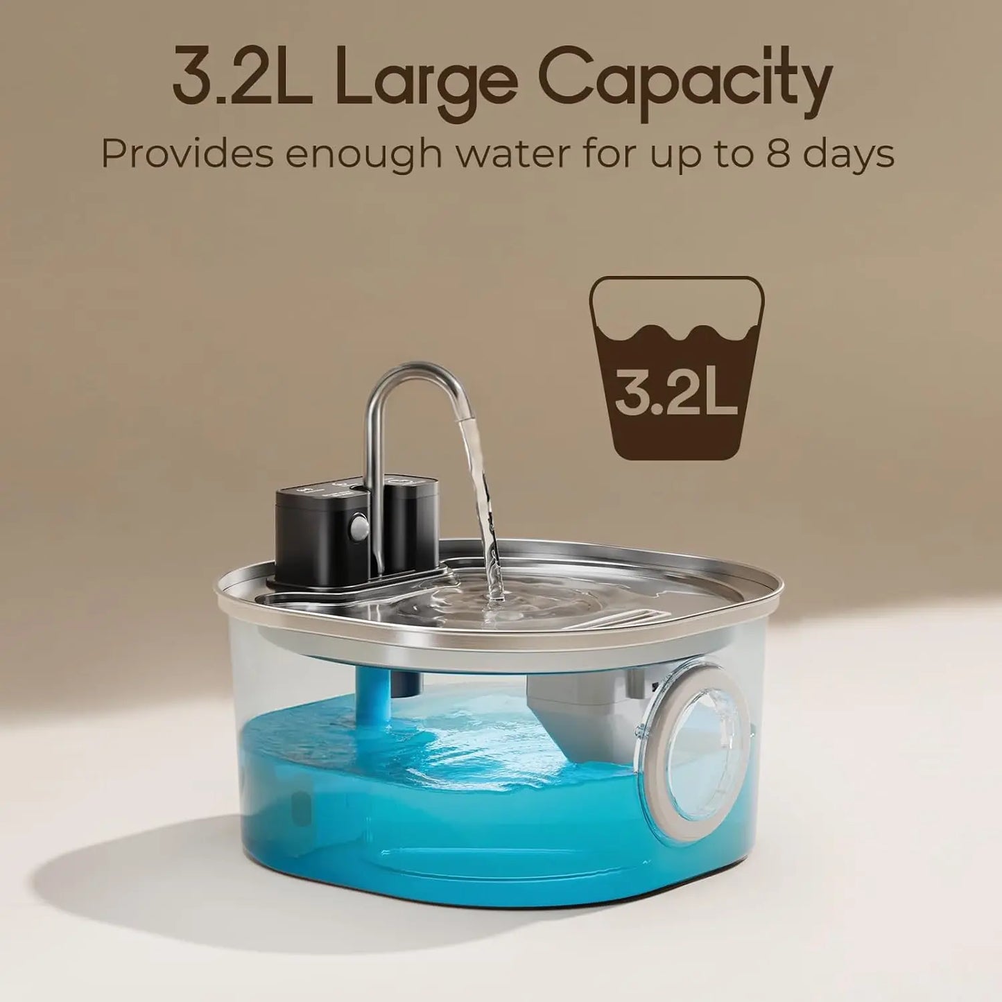 3L Stainless Steel Wireless Cat Water Fountain — Auto Sensor Drinking Dispenser for Cats & Dogs