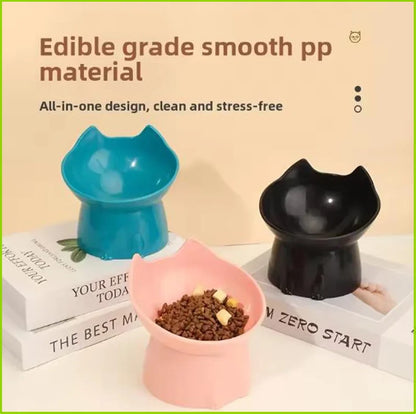 帶長耳朵高腳碗貓碗狗碗護頸防打翻塑膠墊高寵物碗