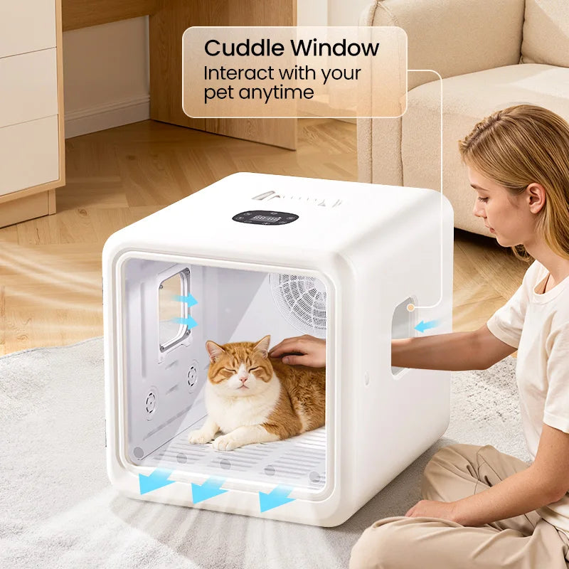 ROJECO Automatic Pet Drying Box 70L Smart Temperature Control Drying Pet Hair Grooming For Dog Cat Dryer 4 Speeds Ultra Quiet