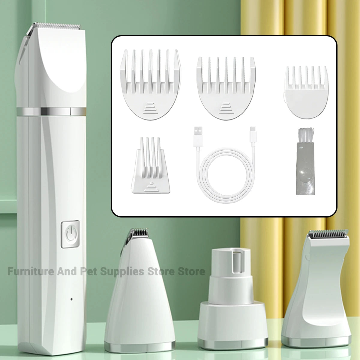 4-in-1 Electric Pet Grooming Tool Set — USB Rechargeable Clipper & Trimmer for Cats & Dogs