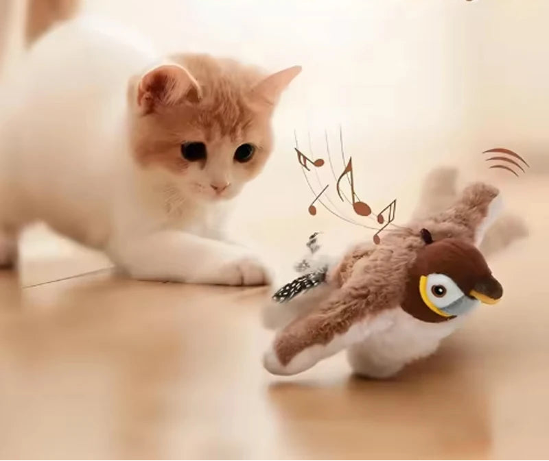 Pet Toy Plush Bite-Resistant and Drop-Proof Flapping Shaky Bird Cat Self-Entertainment Simulated Sparrow
