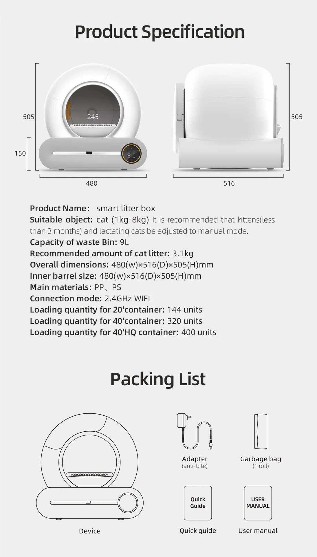 65L Smart Self-Cleaning Cat Litter Box — Fully Enclosed Auto Cat Toilet with App Control