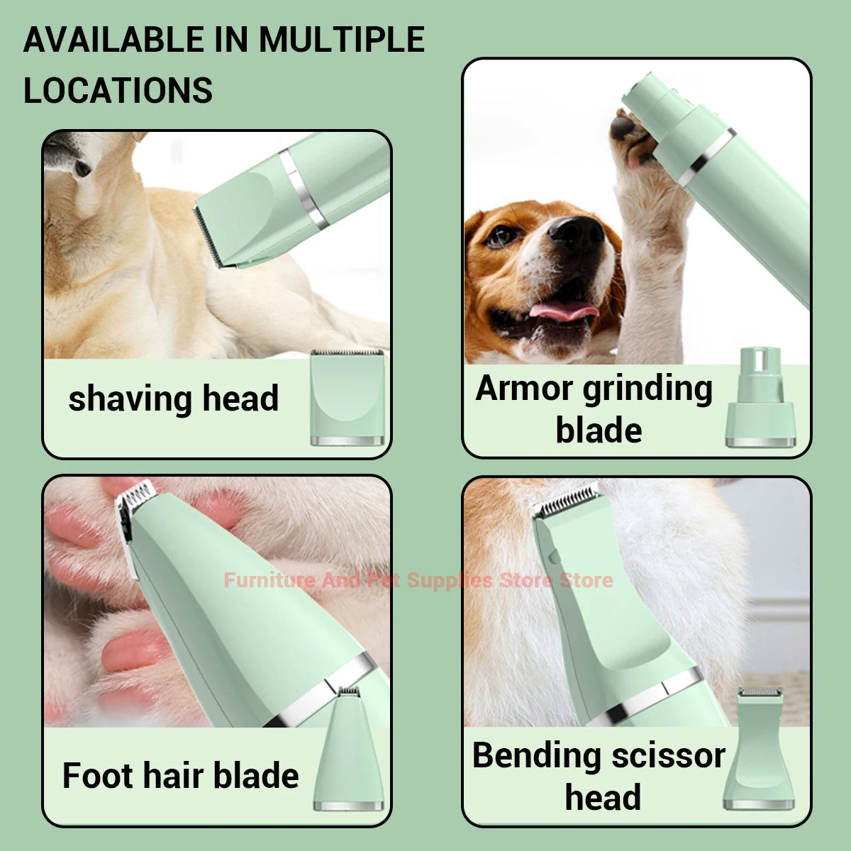 4-in-1 Electric Pet Grooming Tool Set — USB Rechargeable Clipper & Trimmer for Cats & Dogs