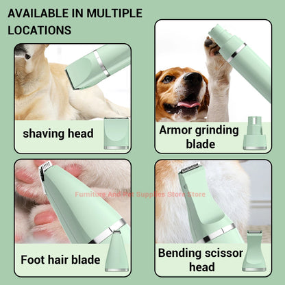 4-in-1 Electric Pet Grooming Tool Set — USB Rechargeable Clipper & Trimmer for Cats & Dogs