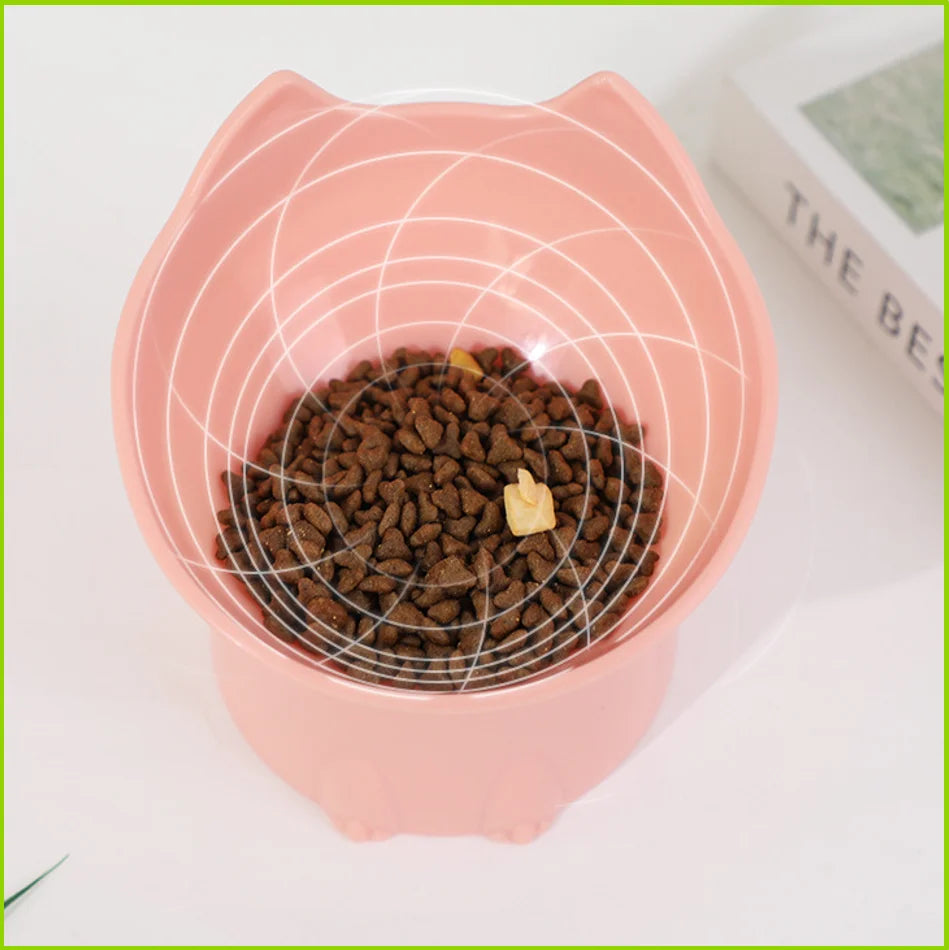 帶長耳朵高腳碗貓碗狗碗護頸防打翻塑膠墊高寵物碗