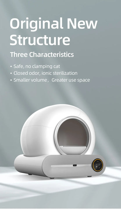 65L Smart Self-Cleaning Cat Litter Box — Fully Enclosed Auto Cat Toilet with App Control