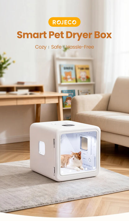 ROJECO Automatic Pet Drying Box 70L Smart Temperature Control Drying Pet Hair Grooming For Dog Cat Dryer 4 Speeds Ultra Quiet