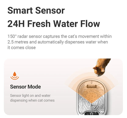 ROJECO 3.2L Stainless Steel Cat Water Fountain Wireless Sensor Smart Automatic Dog Water Dispenser Drinking Fountain 4000mAh