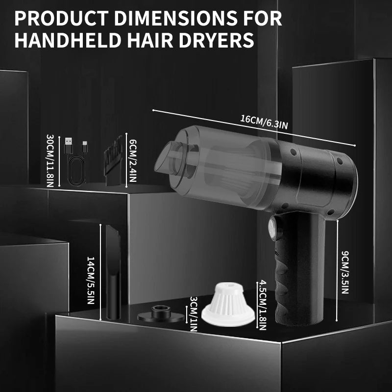 Portable Cordless Handheld Vacuum Cleaner — 5-in-1 Blow & Suction with Multi-Nozzles for Pet Hair, Car & Home