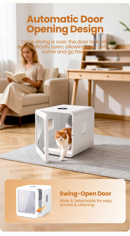 ROJECO Automatic Pet Drying Box 70L Smart Temperature Control Drying Pet Hair Grooming For Dog Cat Dryer 4 Speeds Ultra Quiet