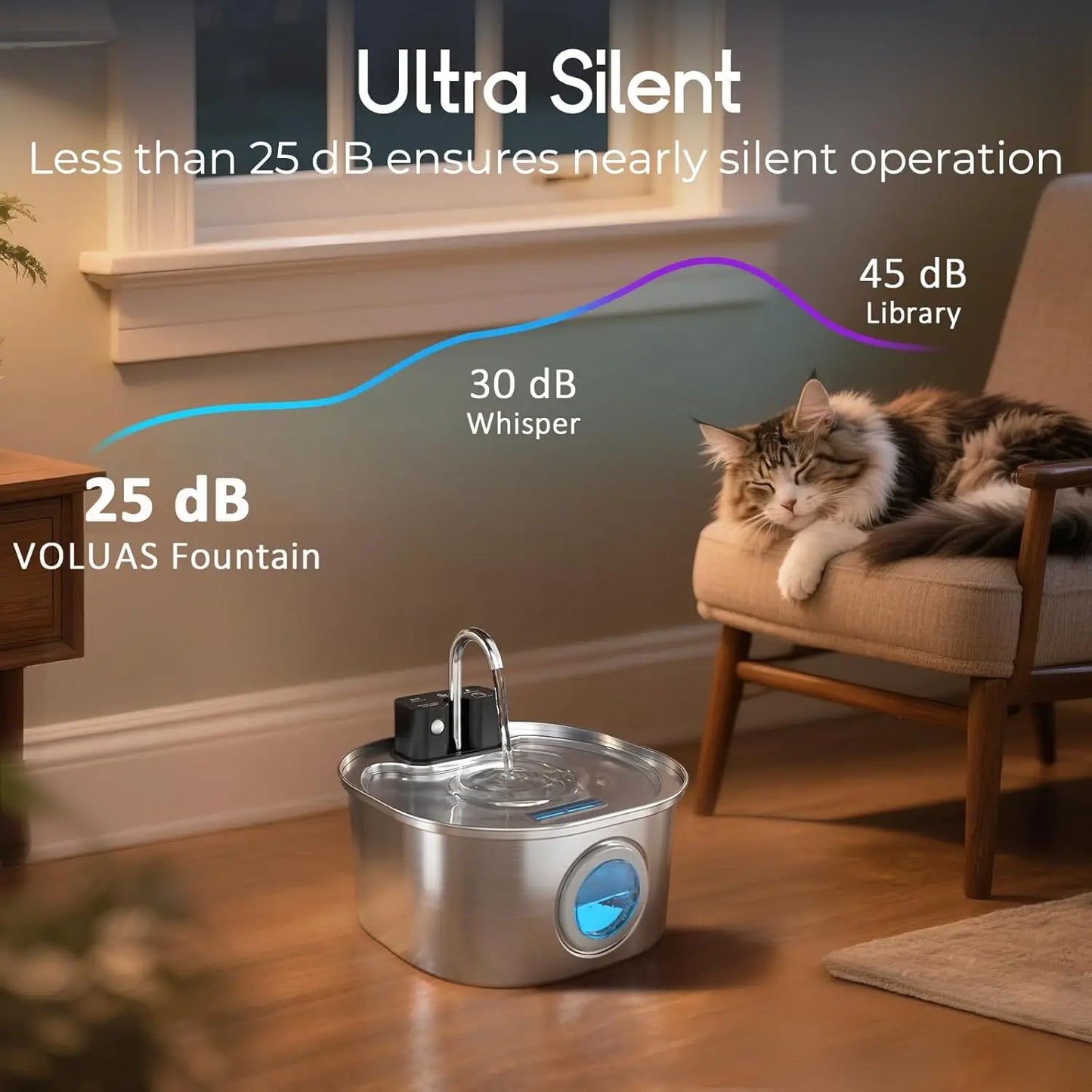 3L Stainless Steel Wireless Cat Water Fountain — Auto Sensor Drinking Dispenser for Cats & Dogs
