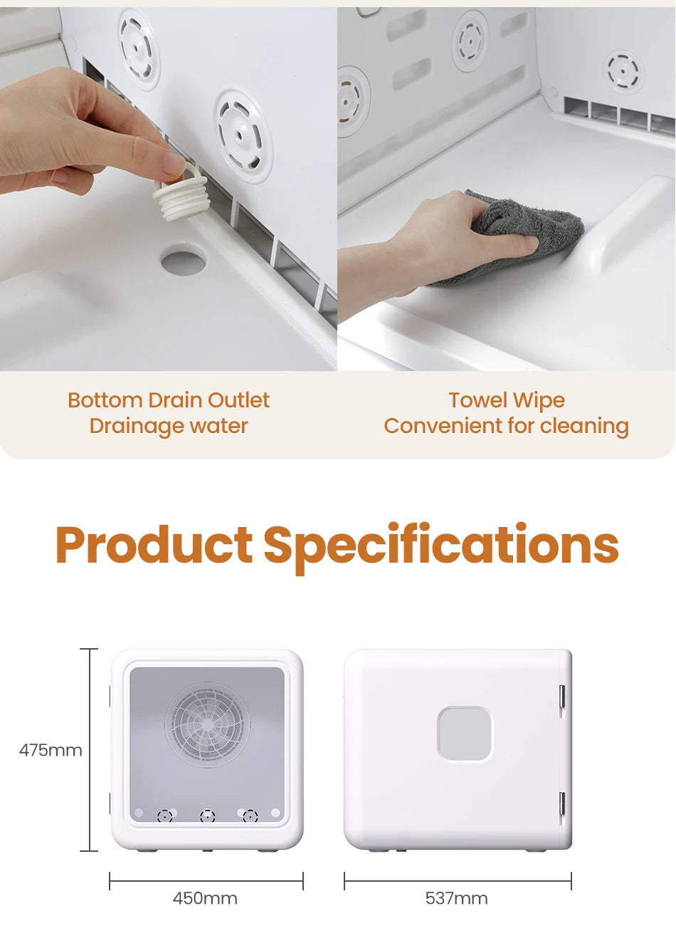 ROJECO Automatic Pet Drying Box 70L Smart Temperature Control Drying Pet Hair Grooming For Dog Cat Dryer 4 Speeds Ultra Quiet